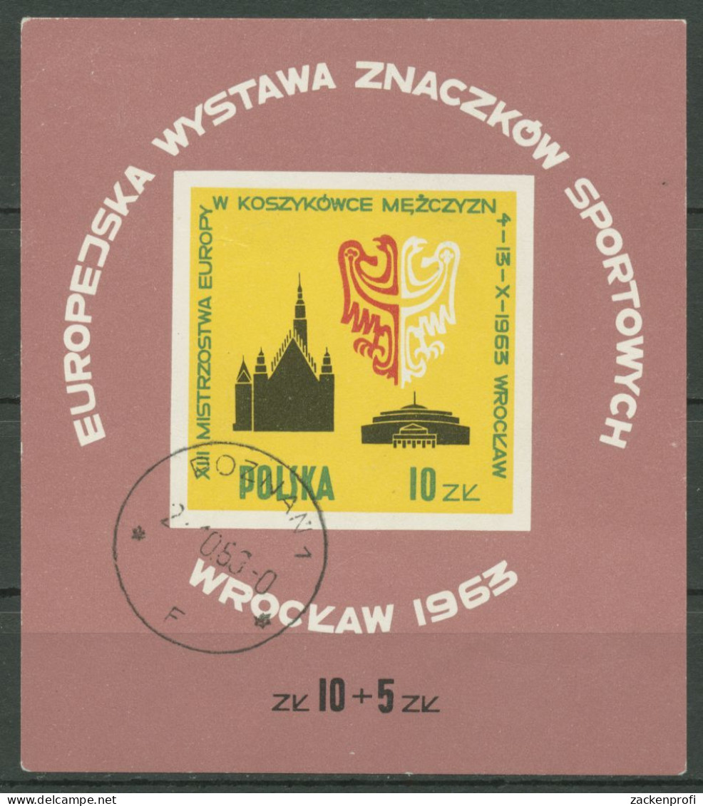 Polen 1963 Europ.Sportbriefmarken Breslau Wappen Block 30 Gestempelt (C93246) - Blocks & Kleinbögen