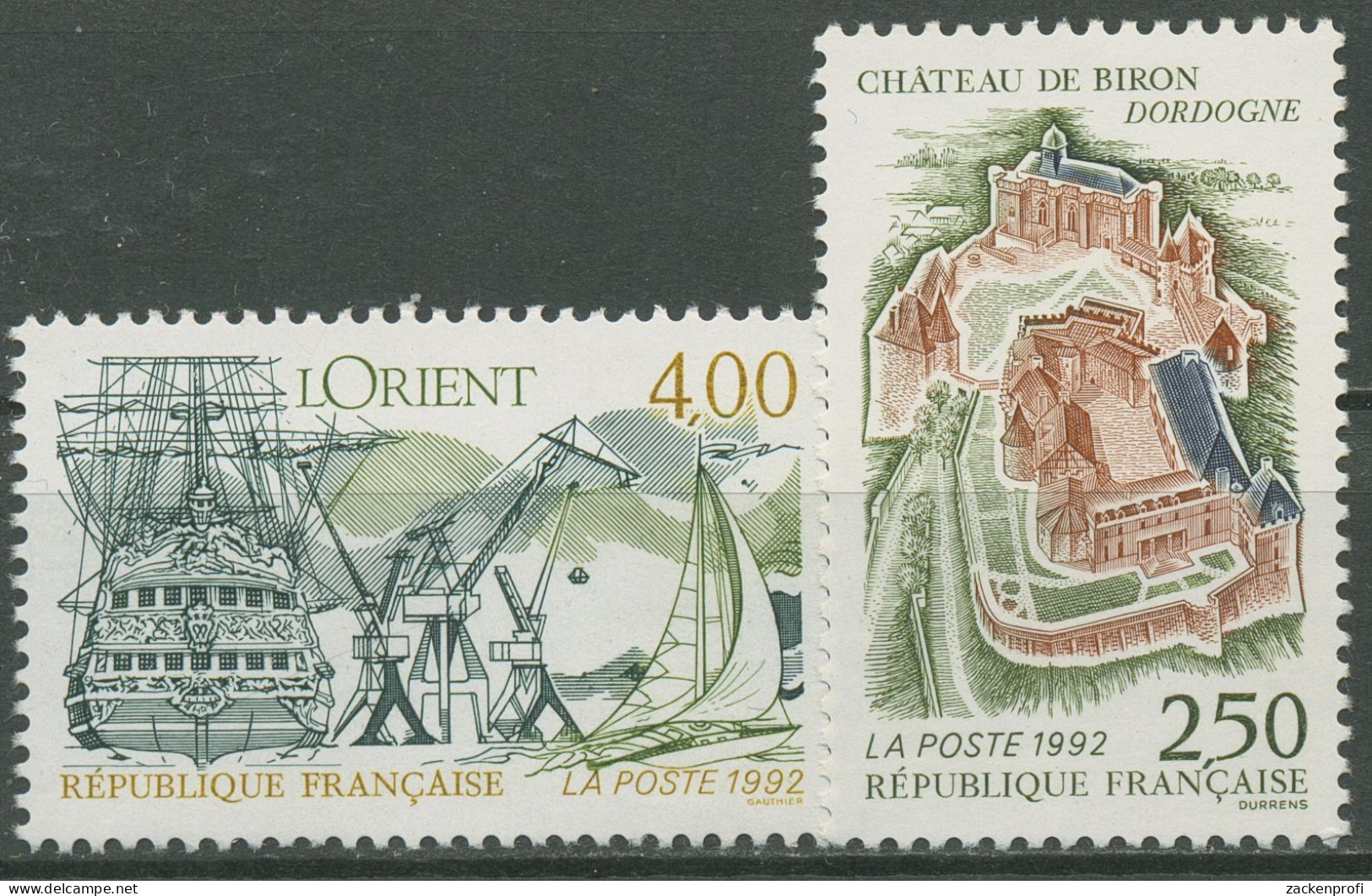 Frankreich 1992 Tourismus Schloss Biron Hafen Lorient 2908/09 Postfrisch - Ongebruikt