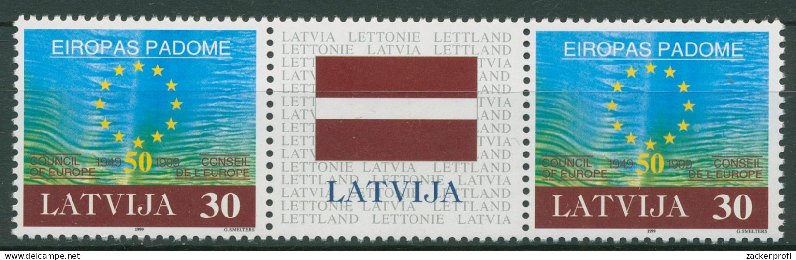 Lettland 1999 50 Jahre Europarat Zwischenstegpaar 500 ZW Postfrisch (C90171) - Letland