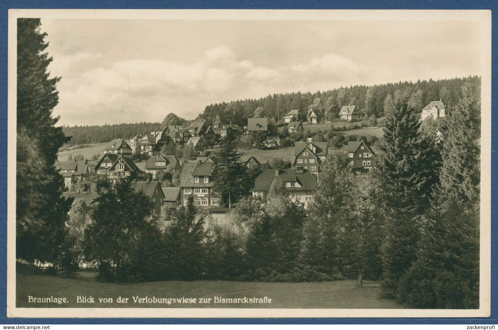 Braunlage Blick V. D. Verlobungswiese Zur Bismarckstraße, Gelaufen 1938 (AK4555) - Braunlage