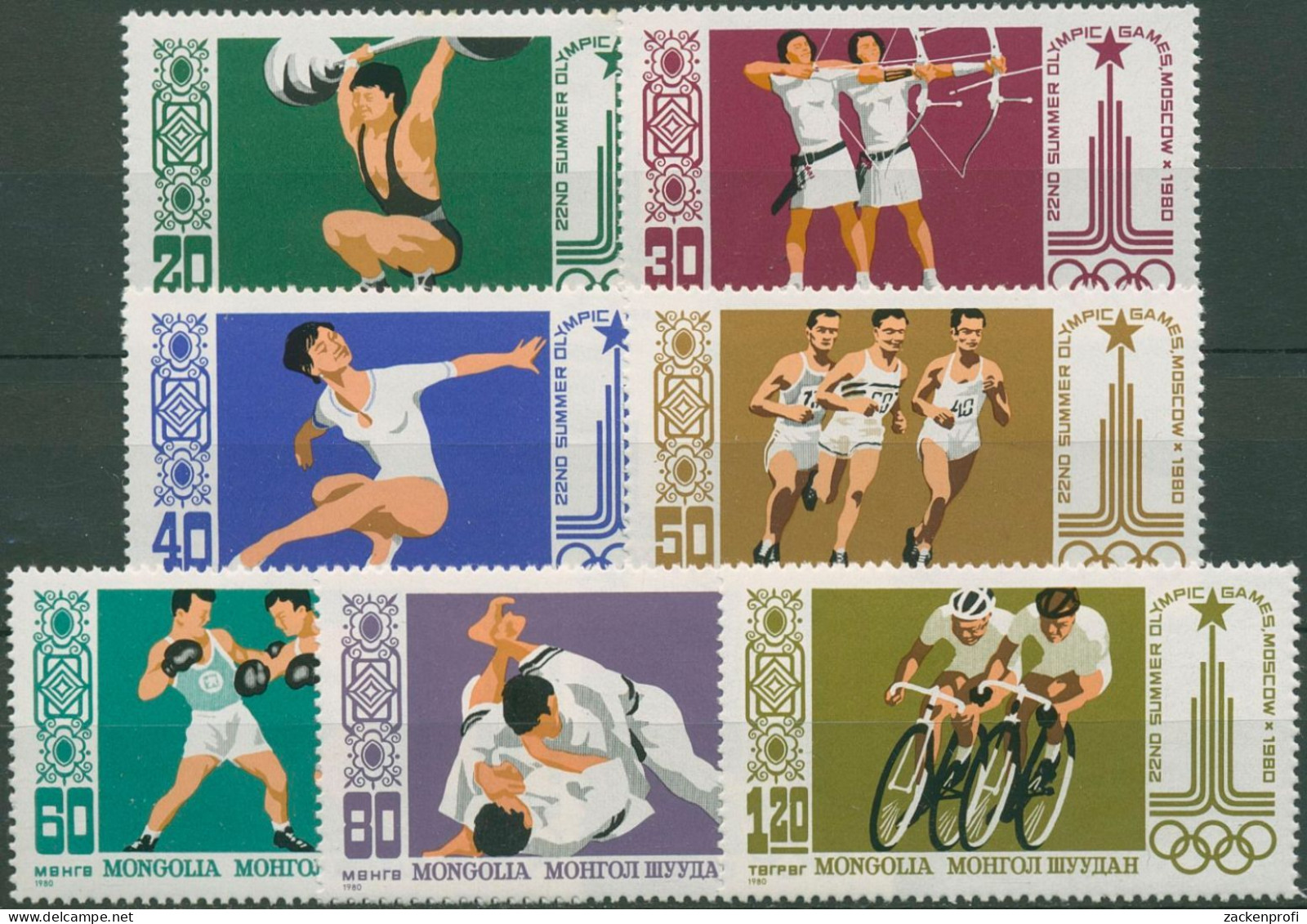 Mongolei 1980 Olympia Sommerspiele Moskau 1287/93 Postfrisch - Mongolië