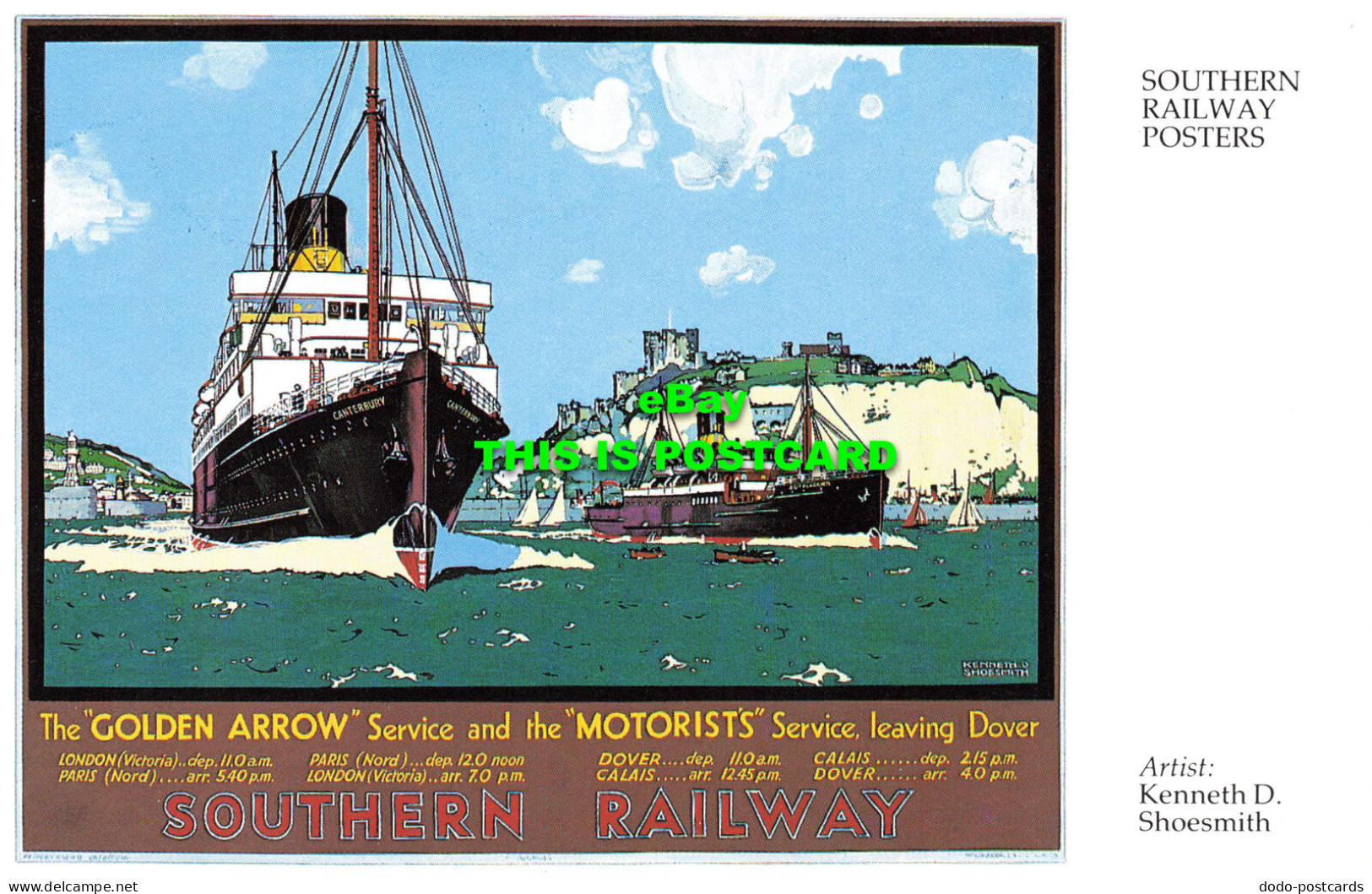 R569542 Southern Railway Posters. Golden Arrow Service And Motorists Service Lea - World