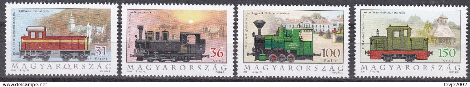 Ungarn 2001 - Mi.Nr. 4662 - 4665 - Postfrisch MNH - Eisenbahnen Railways Lokomotiven Locomotives - Eisenbahnen