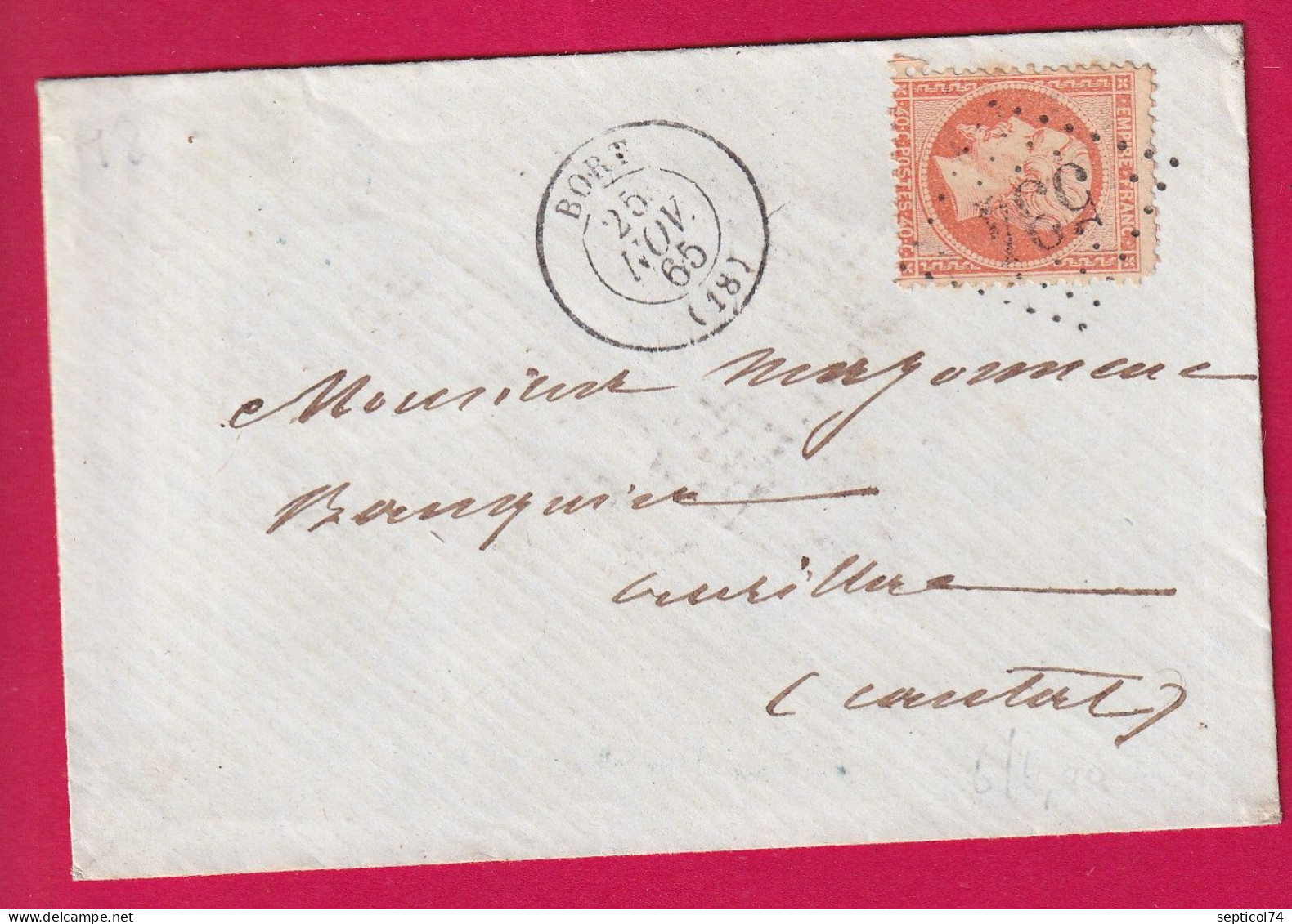 N°23 GC 534 BORT CORREZE POUR AURILLAC CANTAL 1865 LETTRE - 1849-1876: Classic Period