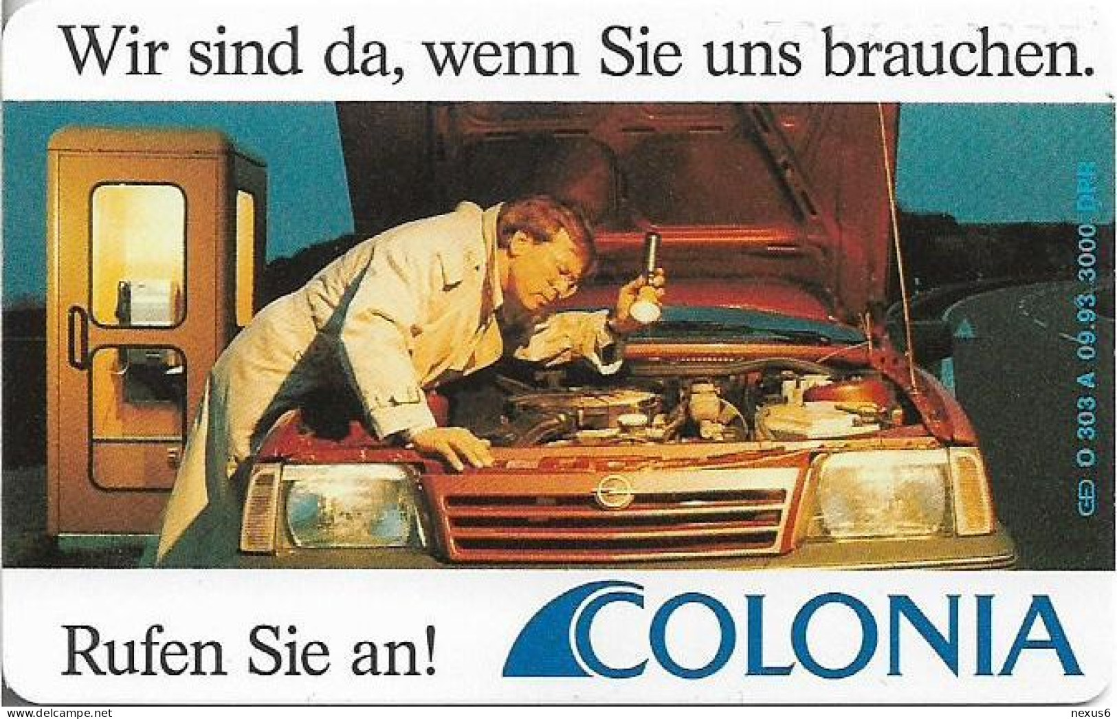 Germany - Colonia Versicherung 1 – Autopanne - O 0303A - 09.1993, 12DM, 3.000ex, Mint - O-Serie : Serie Clienti Esclusi Dal Servizio Delle Collezioni