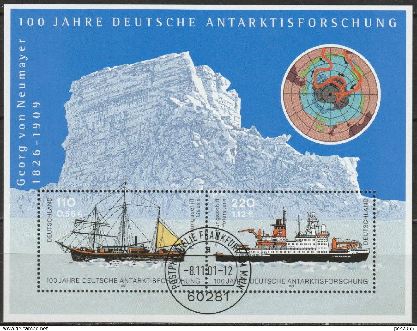 BRD 2001 MiNr.2229 - 22230 Block 57 O Gest. ESST. Frankfurt 100Jahre Deutsche Antarktisforschung ( Bl.21 ) - 2001-2010