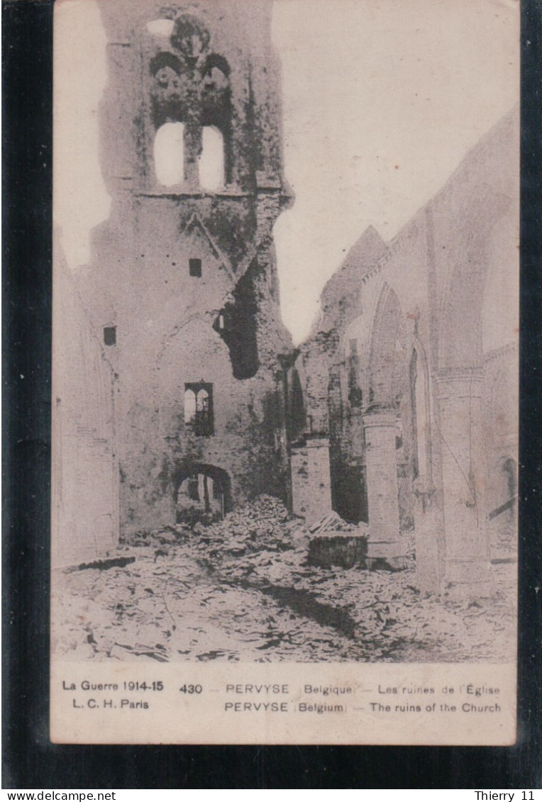 Cpa Pervyse Les Ruines De L'église La Guerre 1914-15 - Autres & Non Classés