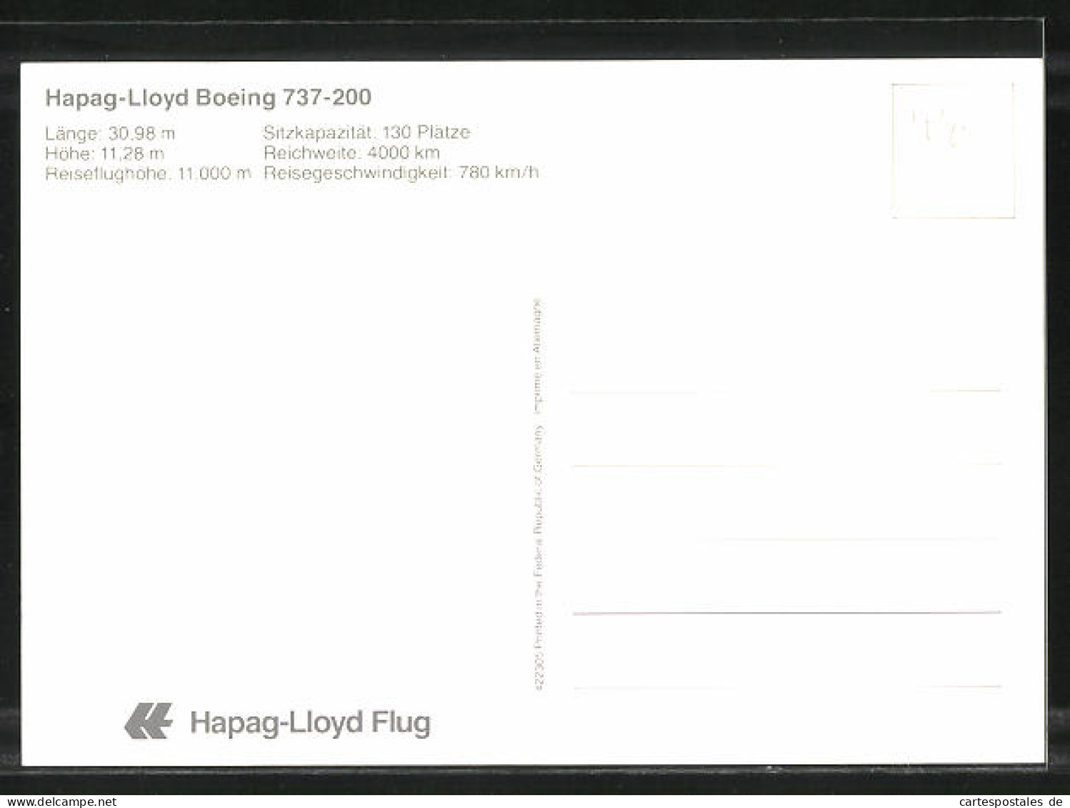 AK Flugzeug, Hapag-Lloyd Boeing 737-200  - 1946-....: Era Moderna