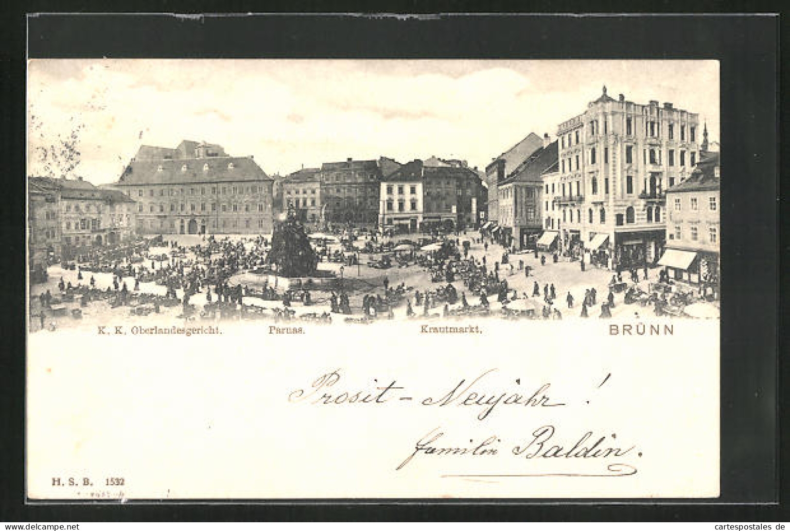 AK Brünn / Brno, Krautmarkt, Parnas, K. K. Oberlandesgericht  - Tchéquie