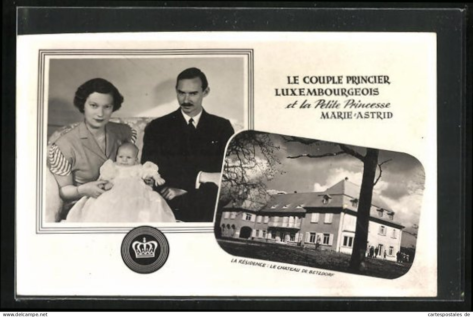 AK Le Couple Princier Luxembourgeois Et La Petite Princesse Marie-Astrid, Chateau De Betzdorf  - Royal Families