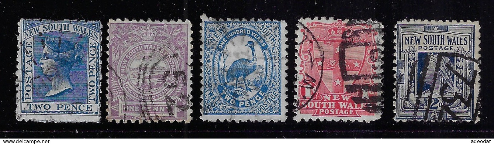 NEW SOUTH WALES  1863  SCOTT #48,77,78,98,99 CANCELLED - Gebraucht