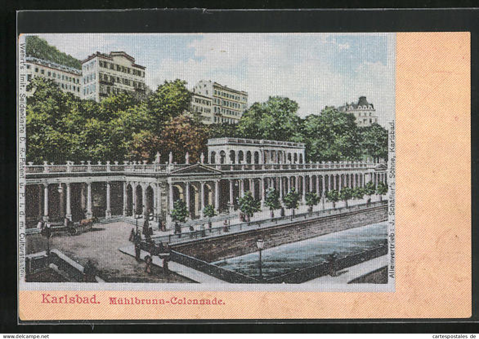 Seiden-Imitations-AK Karlsbad, Mühlbrunn-Colonnade  - Tchéquie