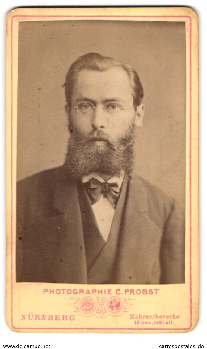 Fotografie C. Probst, Nürnberg, Mohrenthorecke 18, Portrait Prof. Dr. Heinrich Welzhofer Im Anzug, Schriftsteller  - Célébrités