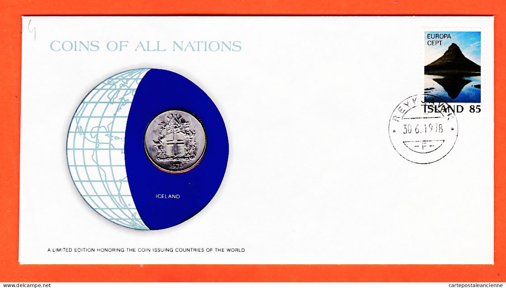 28312 / ICELAND 10 Kronur 1978 Islande FRANKLIN MINT Coins Nations Coin Ltd Edition Enveloppe Numismatique Numiscover - Islande