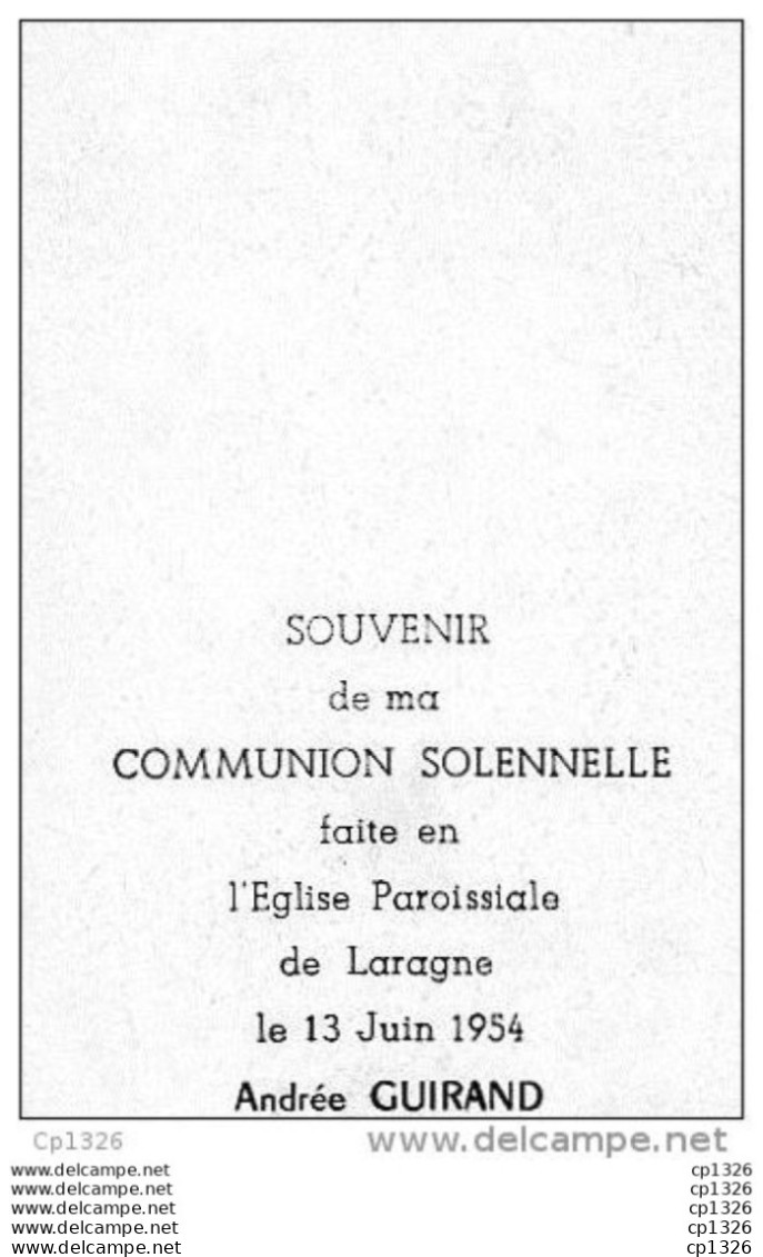 510Bf   Image pieuse souvenir communion solennelle église de Laragne (05) Andrée Guirand en 1954