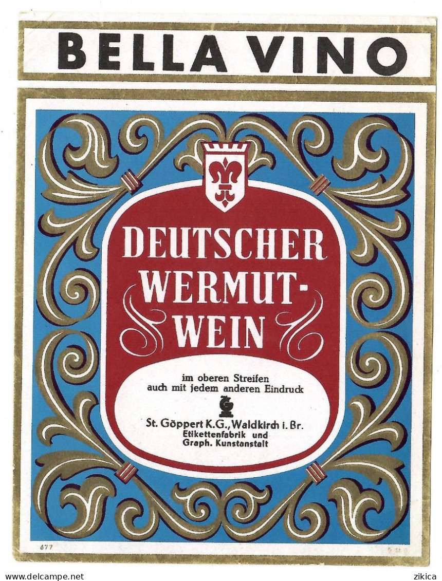 Labels - Wine & Champagne - BELLA VINO Deutscher Wermut-Wein / Germany - Etikett Nr: 677