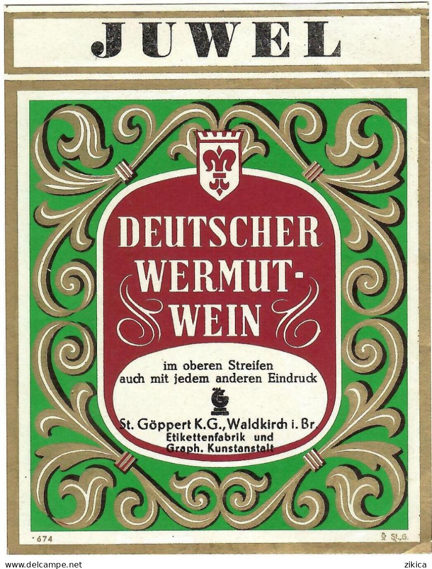 Labels - Wine & Champagne - JUWEL Deutscher Wermut-Wein / Germany - Etikett Nr: 674