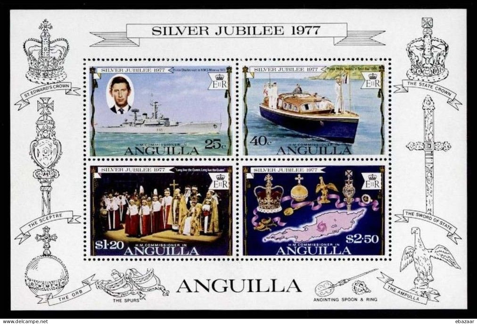 Anguilla 1977 Royalty, Kings & Queens Of England, Queen Elizabeth II, Silver Jubilee Stamps Sheet MNH - Anguilla (1968-...)