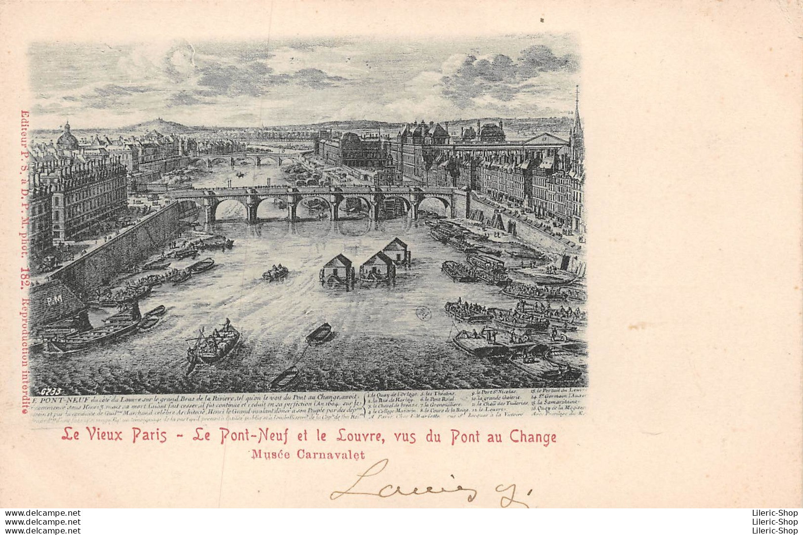 Musée Carnavalet - Vieux Paris - Pont 9 Et Louvre, Vus Du Pont Au Change - Éd. P.S. à P.M. Phot. 182 -1903 CPR - Musées