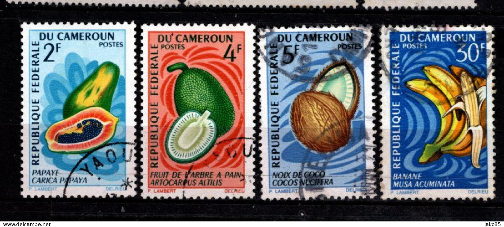- CAMEROUN -1967 - YT N° 442 + 444 / 445 + 448 - Oblitérés - Fruits - Cameroun (1960-...)