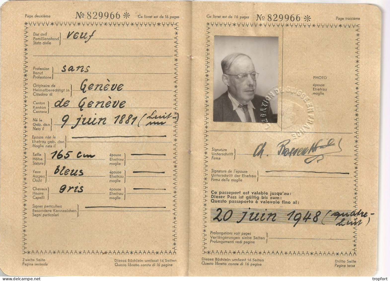 Passeport SUISSE  1947  + Carte d'immatriculation SCHWEIZER PASS