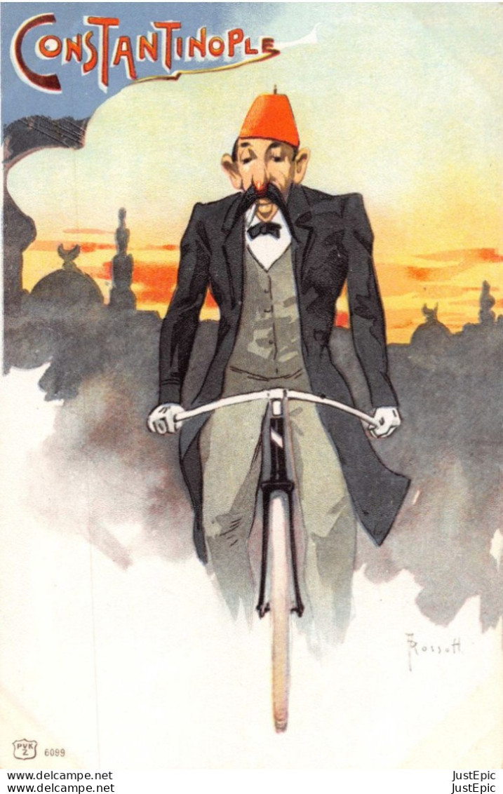 CONSTANTINOPLE -  Rossetti illustrateur art nouveau  # vélo cycle bicyclette # Précurseur