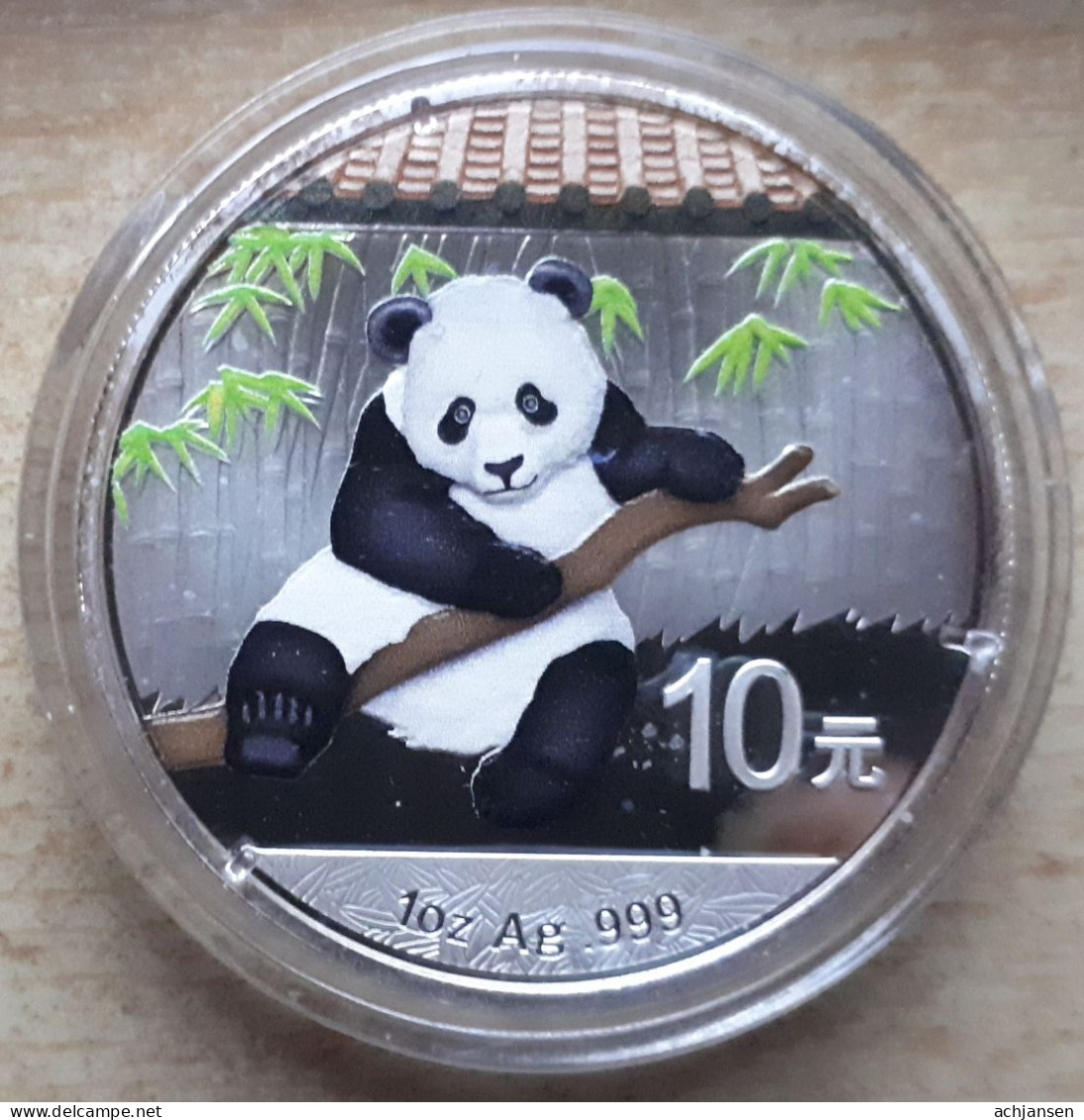 China, Panda 2014 colourized - 1 Oz. pure silver