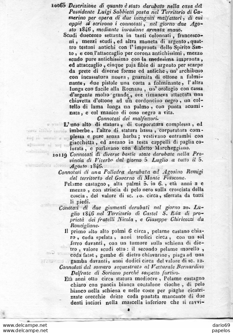 1846 POLIZIA ROMA ELENCO  RICERCATI PER OMICIDI E FURTI