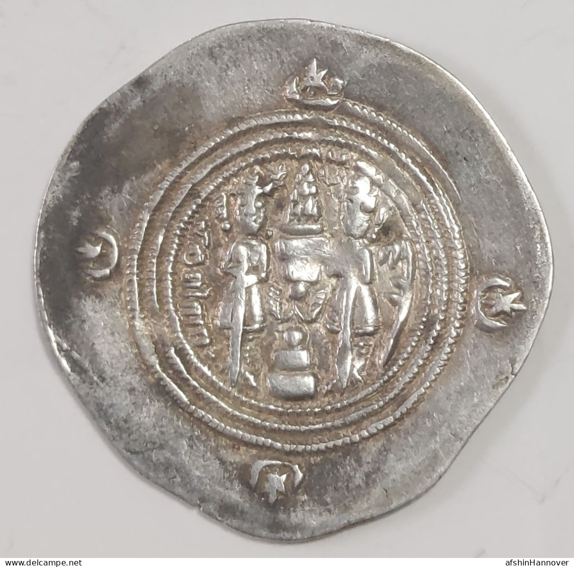 SASANIAN KINGS. Khosrau II. 591-628 AD. AR Silver Drachm Year 27 Mint DA - Orientalische Münzen