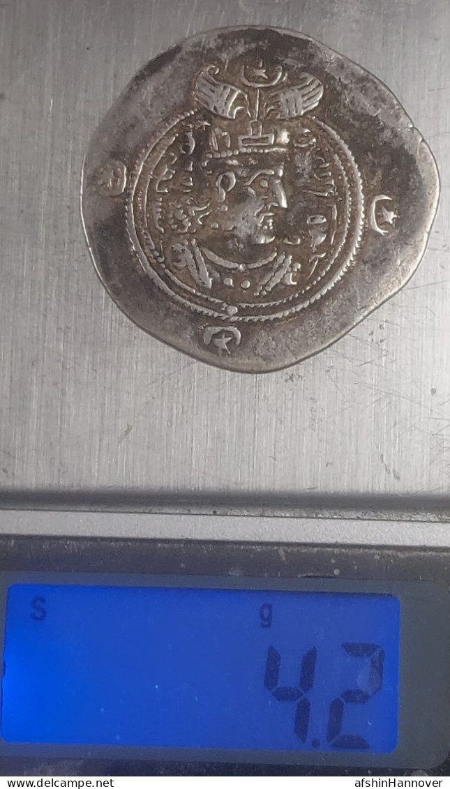 SASANIAN KINGS. Khosrau II. 591-628 AD. AR Silver Drachm Year 27 Mint DA - Oriental
