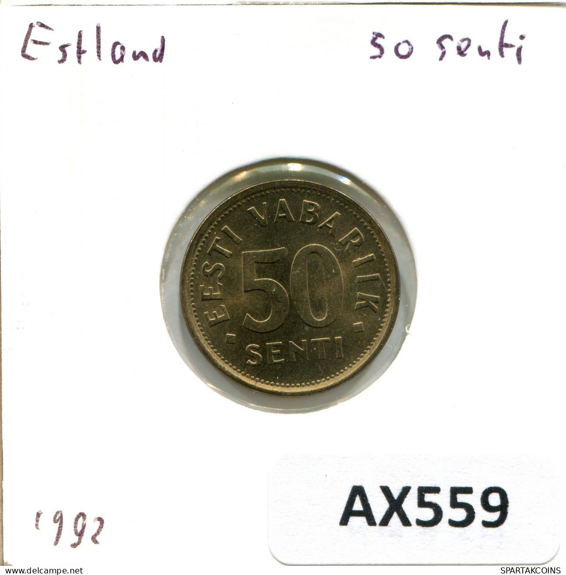50 SENTI 1992 ESTONIA Coin #AX559.U.A