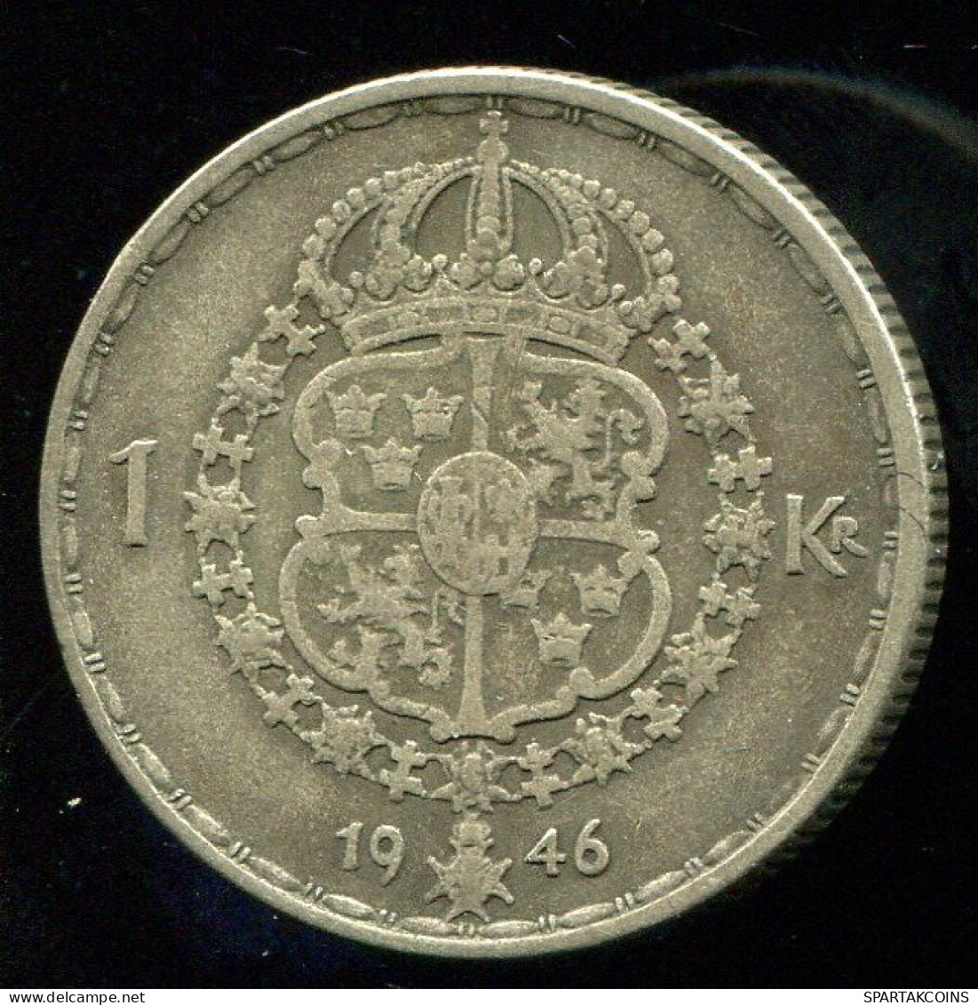 1 KRONA 1946 SWEDEN SILVER Coin #W10422.10.U.A