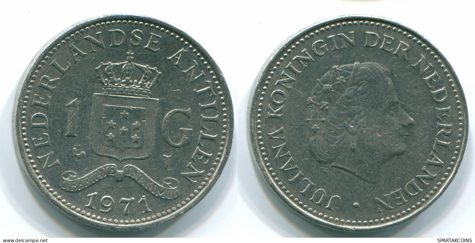 1 GULDEN 1971 NIEDERLÄNDISCHE ANTILLEN Nickel Koloniale Münze #S11956.D.A