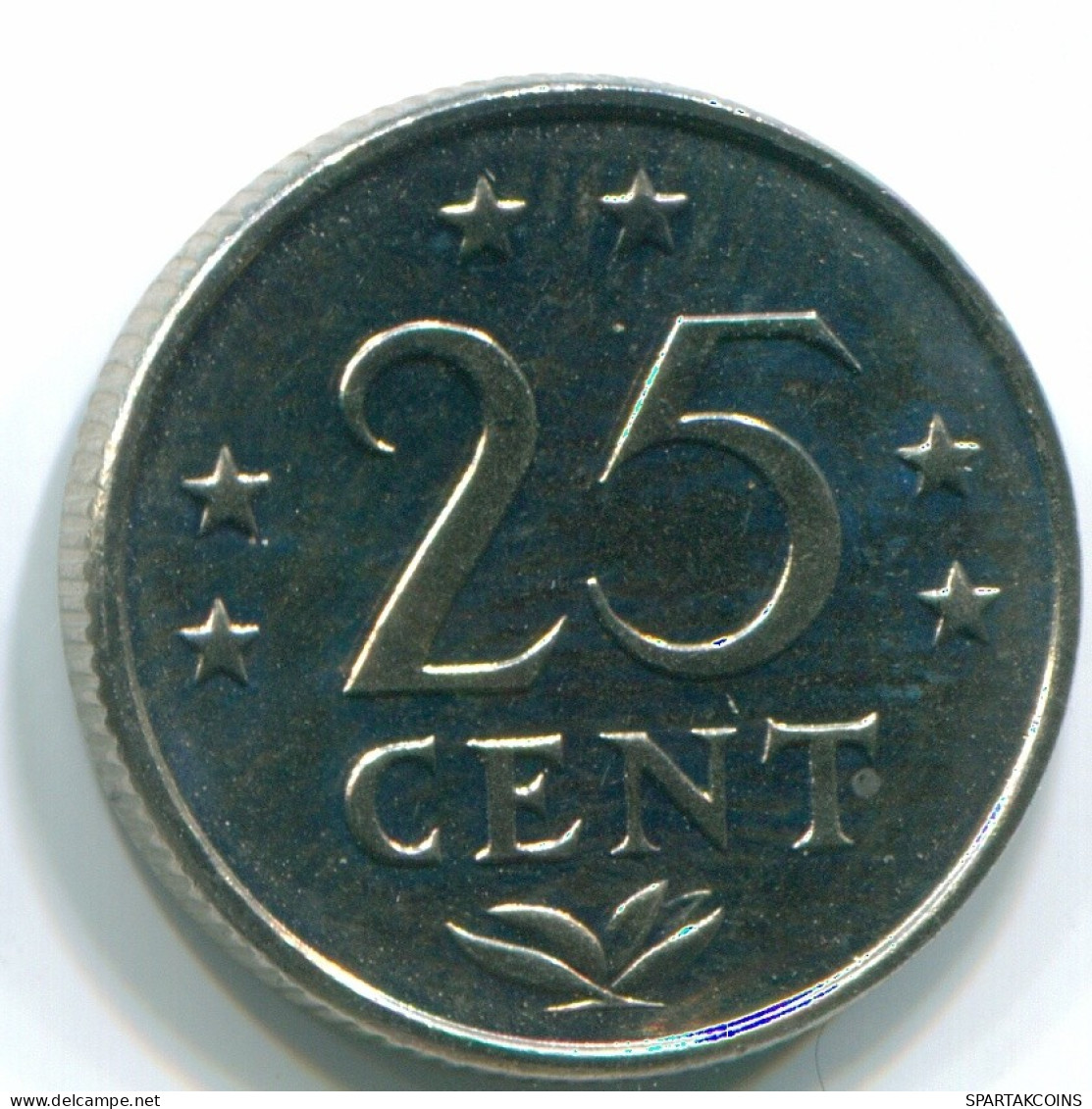 25 CENTS 1979 NETHERLANDS ANTILLES Nickel Colonial Coin #S11651.U.A
