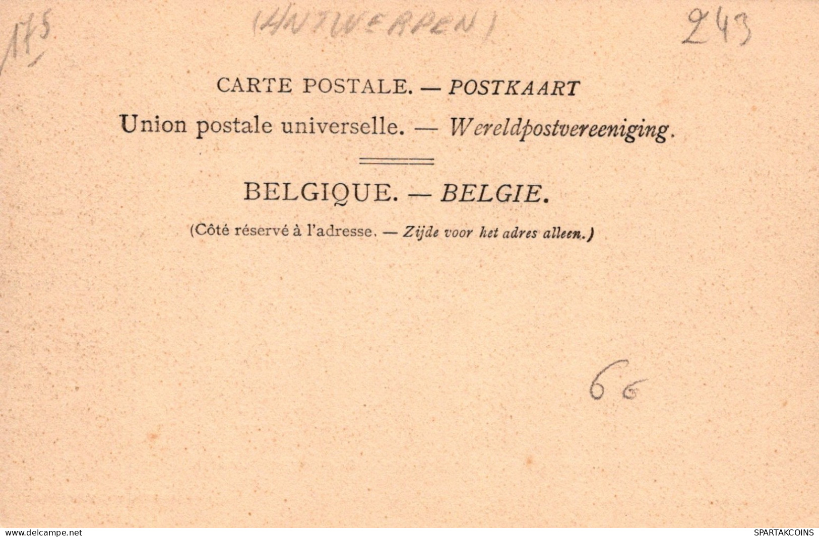 BELGIUM ANTWERPEN Postcard CPA Unposted #PAD295.GB