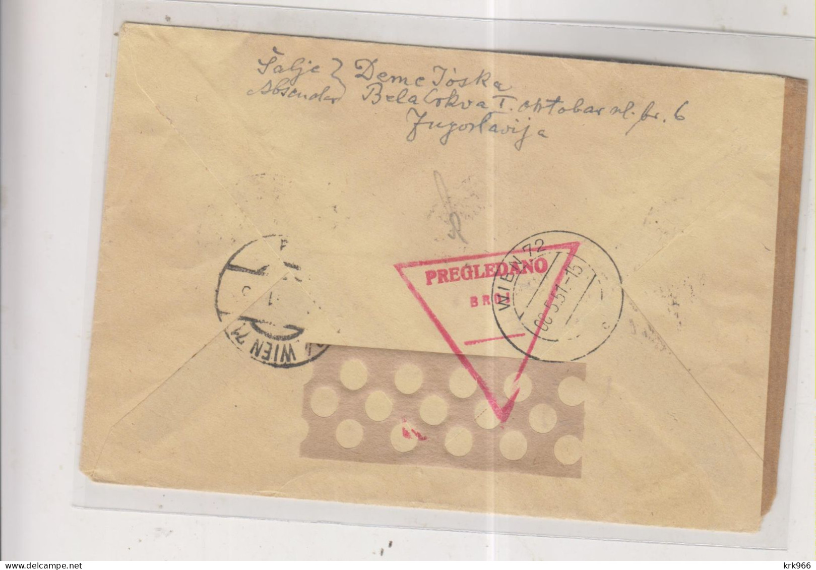 YUGOSLAVIA,1951 BEOGRAD Registered  Censored Postal Stationery Cover To Austria - Cartas & Documentos