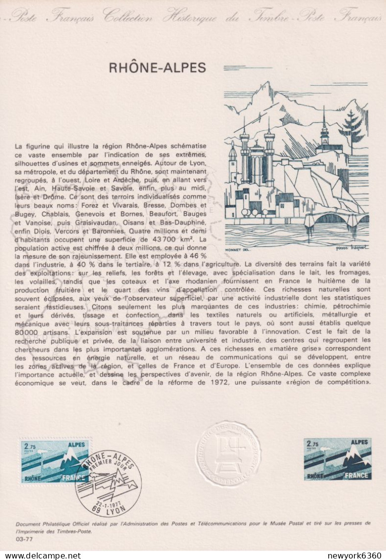 1977 FRANCE Document De La Poste Rhône Alpes N° 1919 - Documents De La Poste