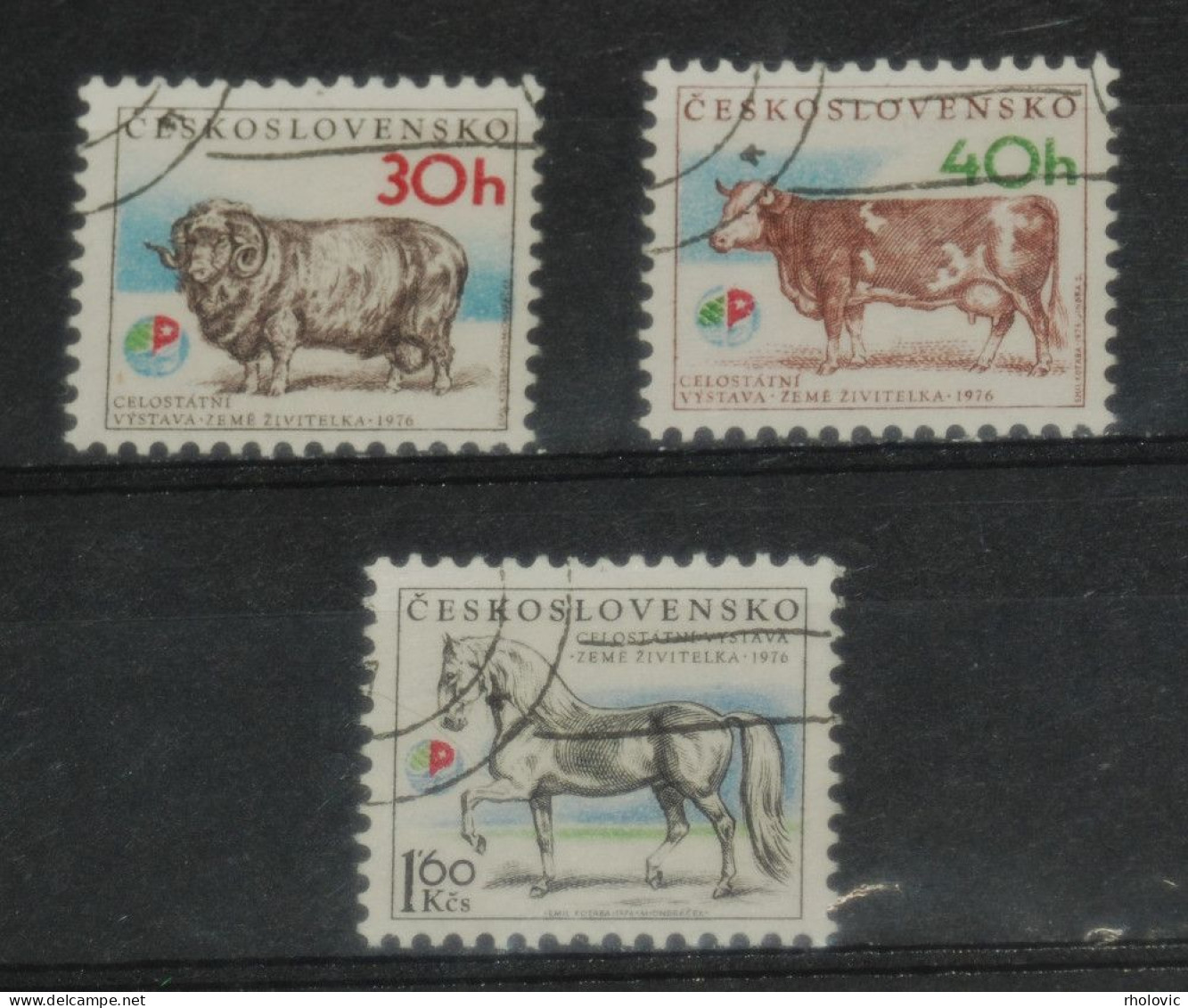 CZECHOSLOVAKIA 1976, Agricultural Exhibition, Horses, Cown, Sheep, Animals, Fauna, Mi #2336-8, Used - Ferme