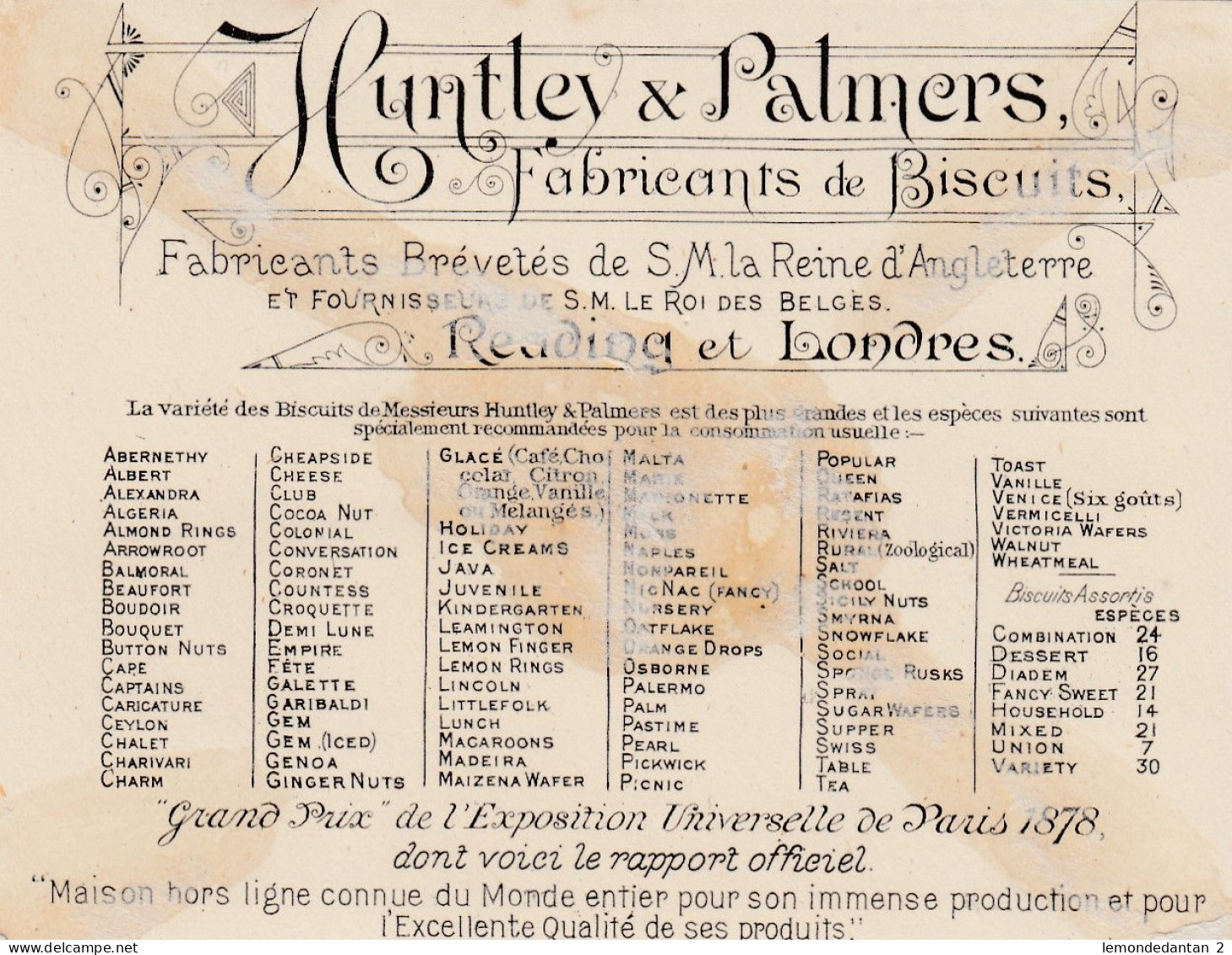 Huntley & Palmers Biscuits - Autres & Non Classés