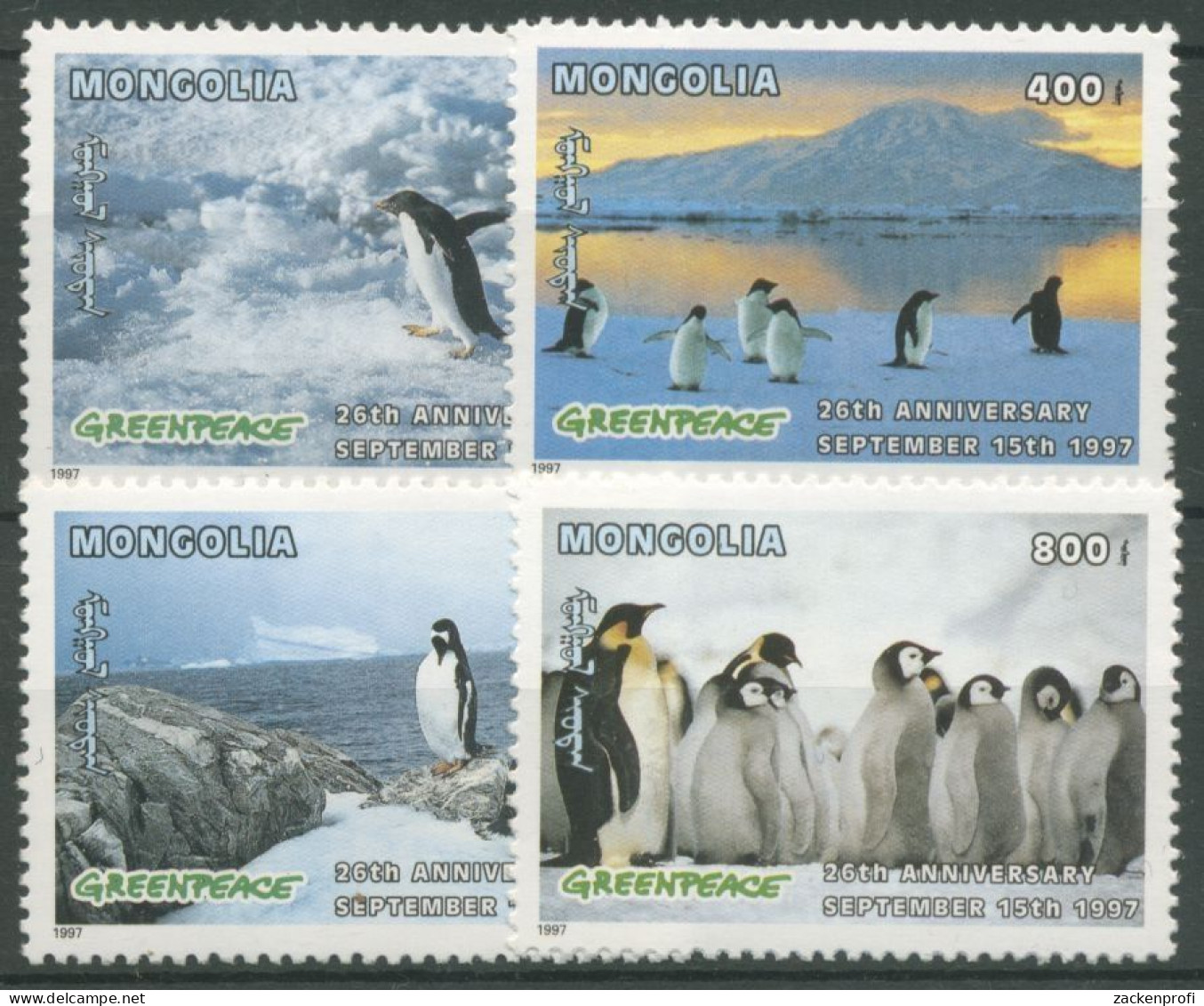 Mongolei 1997 Greenpeace Pinguine 2674/77 Postfrisch - Mongolie