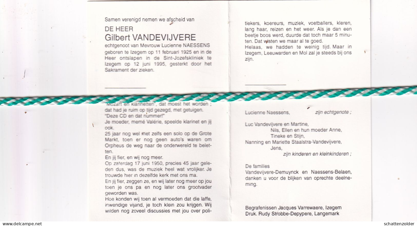Gilbert Vandevijvere-Naessens, Izegem 1925, 1995