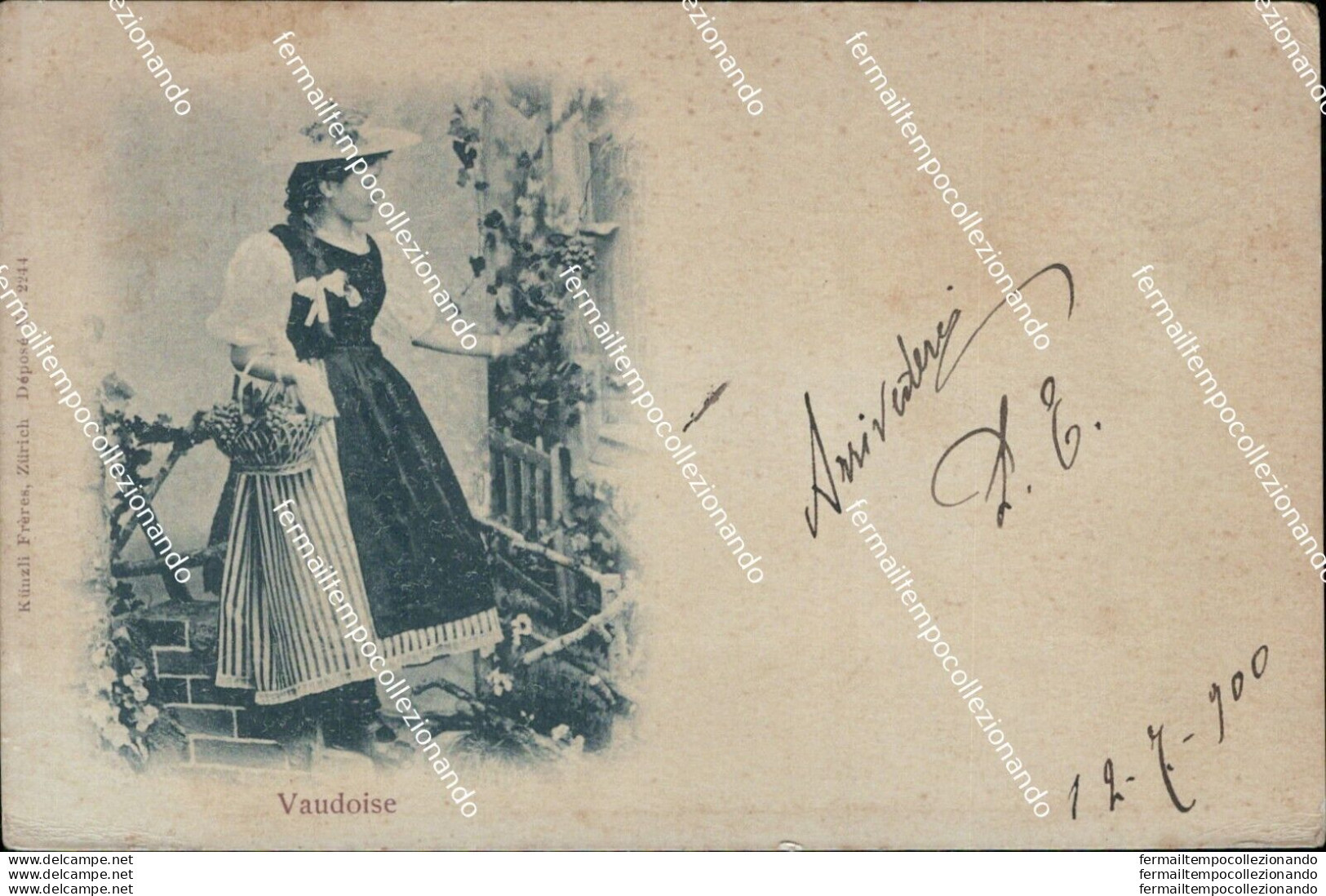 ai616  cartolina vaudoise costume 1900