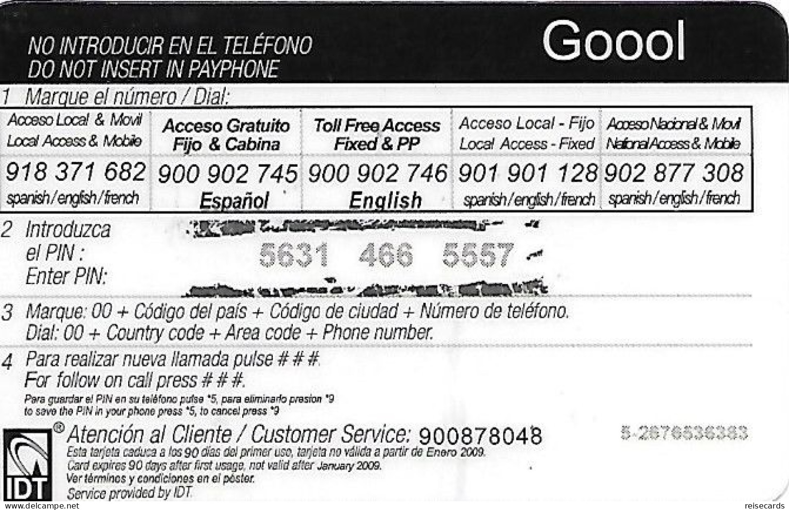 Spain: Prepaid IDT - Goool - Other & Unclassified