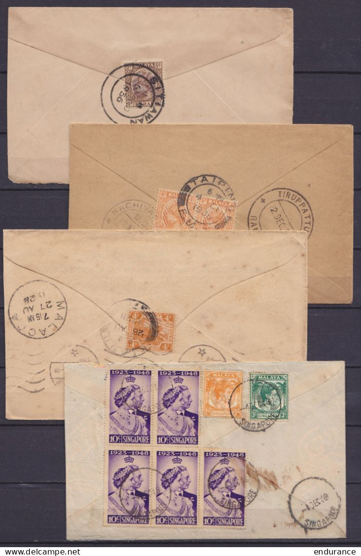 Malaisie - Lot De 13 Courriers (aérogrammes, Recommandé, …) De Malacca, Perak, Karaikudi, Sitiawan, Penang, … Entre 1928 - Other & Unclassified