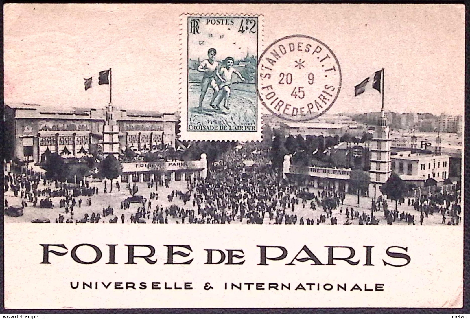 1945-Francia Cartolina Fiera Di Parigi Per La Cecoslovacchia - Lettres & Documents