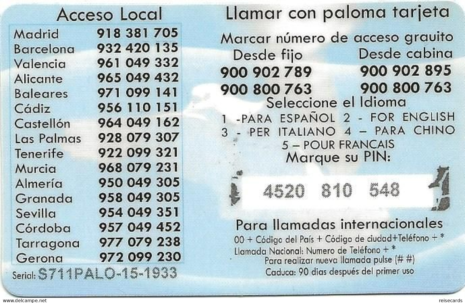 Spain: Prepaid Paloma - Altri & Non Classificati