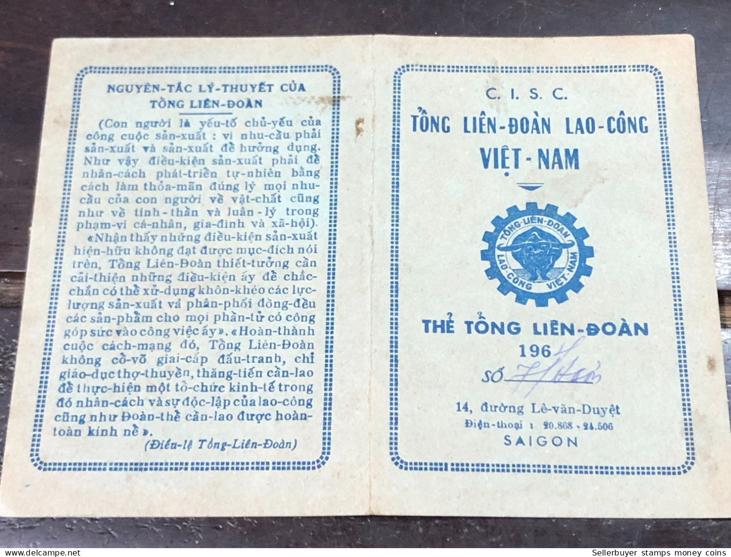 viet nam PAPER blood donation book before 1964 have wedge 1964 QUALITY: GOOD 1-PCS