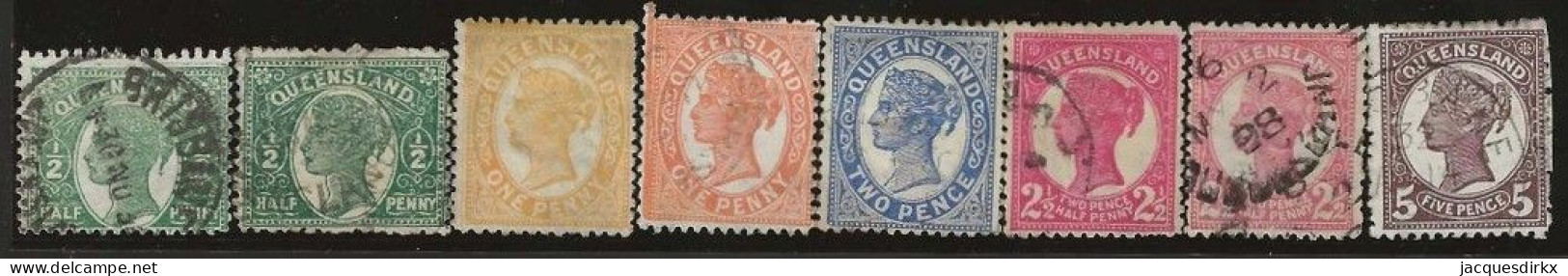 Queensland    .   SG    .  208/215     .   O      .     Cancelled - Used Stamps