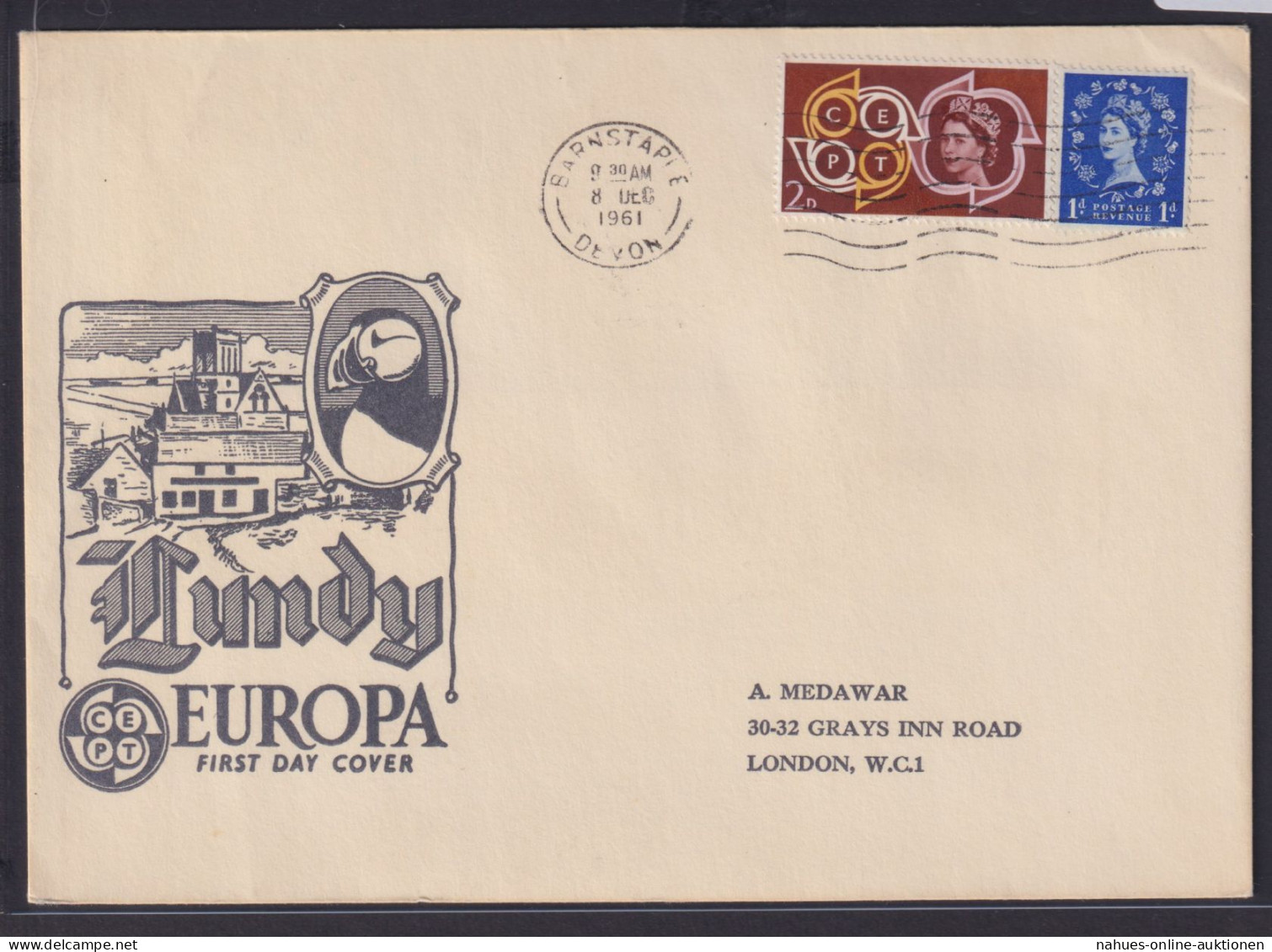 Großbritannien Lokal Lundy Mit Aufdruck Europa Als FDC - Lettres & Documents