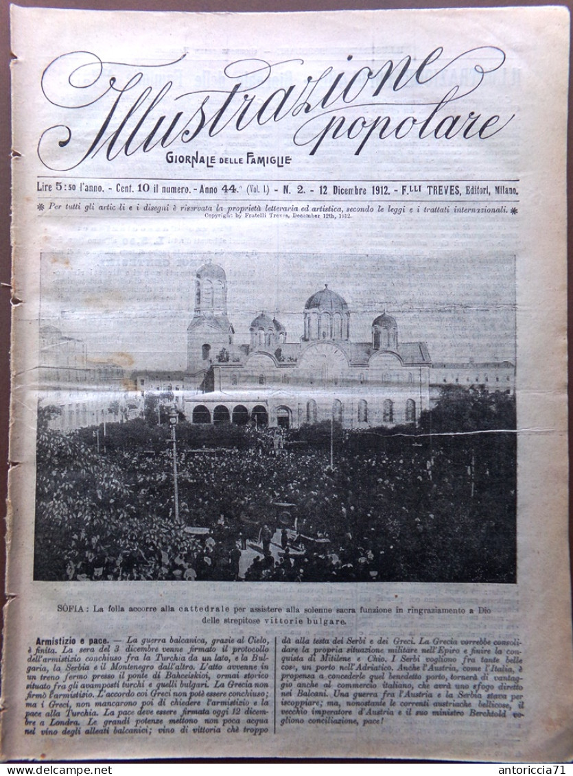 L'Illustrazione Popolare 12 Dicembre 1912 Candia Rodi Monastir Serbia Telapatia